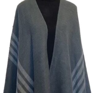 BB DAKOTA, gray stripe reversible whip stitch blanket wrap shawl